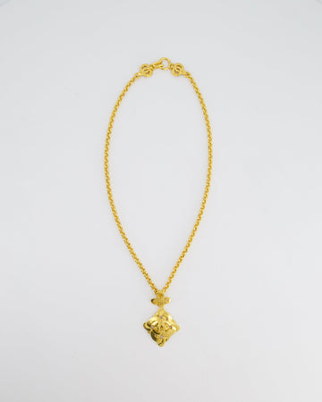 Chanel 97P Vintage Gold Pendant Necklace With CC Detail