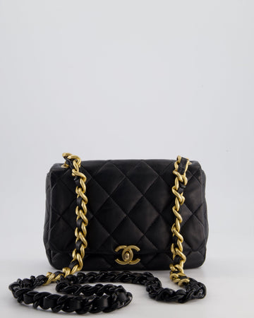 Chanel Black Small Single Flap Cross-Body Bag in Goatskin Leather with Gold & Black Hardware