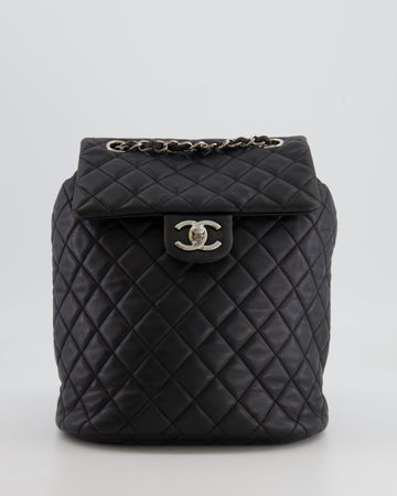 Chanel Black Quilted Lambskin Backpack with Silver Hardware