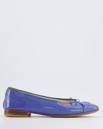 Chanel Blue  Leather Ballerina Flats with CC Logo Detail Size EU 40C