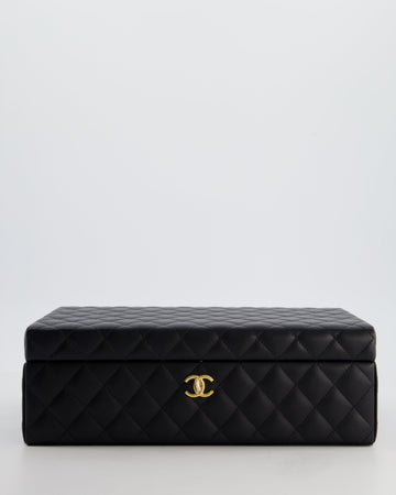 *HOT* Chanel Black Quilted Jewellery Box in Lambskin Leather with Gold Hardware