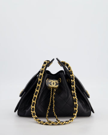 *RARE* Chanel 26C Mini 25 Handbag in Black Caviar Leather with Brushed Gold Hardware