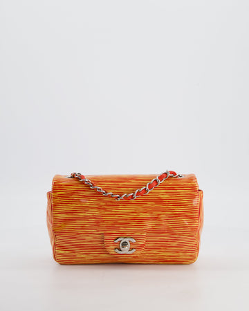 *FIRE PRICE* Chanel Red & Yellow Striped Mini Rectangular Flap Bag in  Leather with Silver Hardware