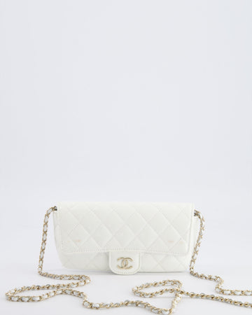 Chanel White  Sunglasses Case on Chain Bag with Champagne Gold Hardware