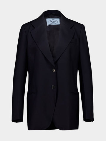 Blue Virgin Wool Single-Breasted Blazer