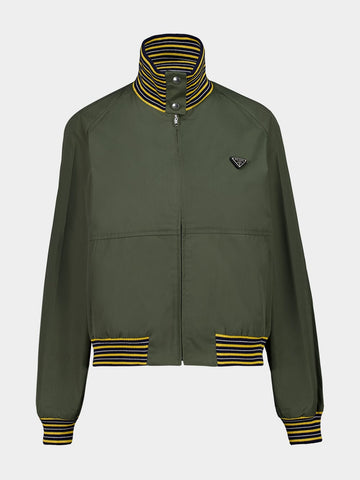 Military Green Cotton Zip Jacket