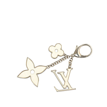 Silver Louis Vuitton Fleur de Monogram Bag Charm Key Chain