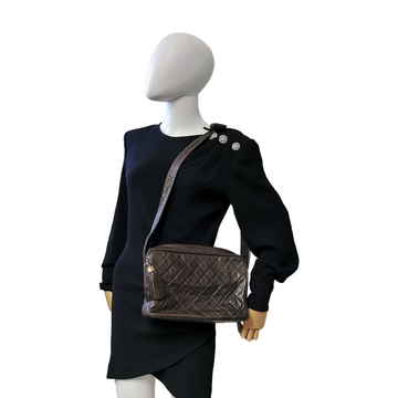 Chanel Camera Bag Medium Brown Leather Gold