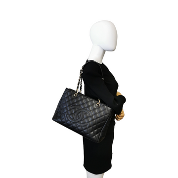 Chanel GST Black Leather Gold