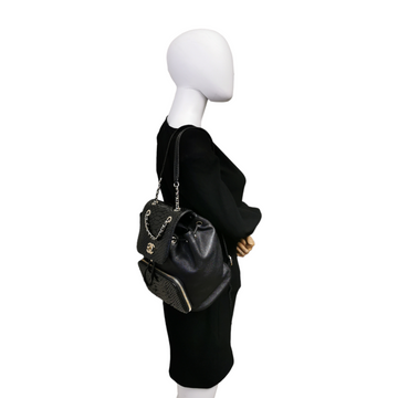 Chanel Business Affinity Backpack Small Black Leather Python