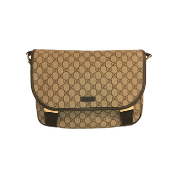 Gucci Messenger Bag GG Leather/canvas Brown Leather