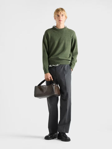 Military Green Re-Cashmere Crew-Neck Sweater