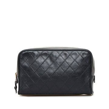 Chanel Clutch Black Leather Gold