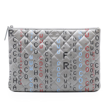 Data Center O Case Clutch Quilted Printed Leather Large