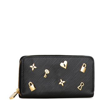 Black Louis Vuitton Epi Love Lock Zippy Long Wallet
