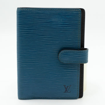 Small Ring Agenda Cover Epi Leather Blue