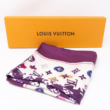 Monogram Map Silk Purple Scarf