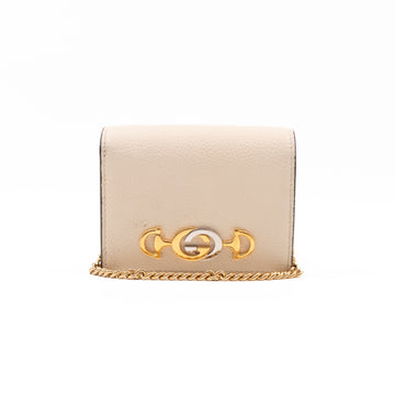 Zumi Chain Card Case Wallet White Leather