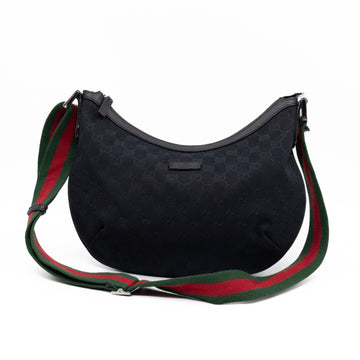 Vintage Web Hobo Messenger Bag Black GG Canvas