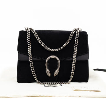 Dionysus Medium Black Suede Leather