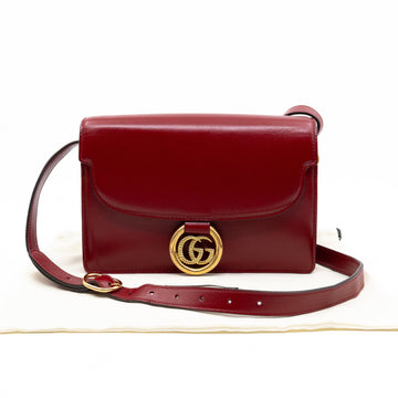 GG Ring Small Shoulder Bag Red Leather