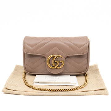 GG Marmont Super Mini Flap Bag Dusty Pink Leather
