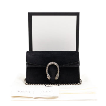 Dionysus Super Mini Black Suede Leather