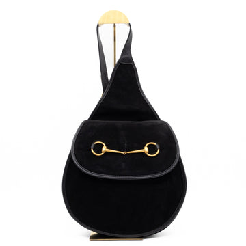 Vintage Horsebit Sling Bag Black Suede