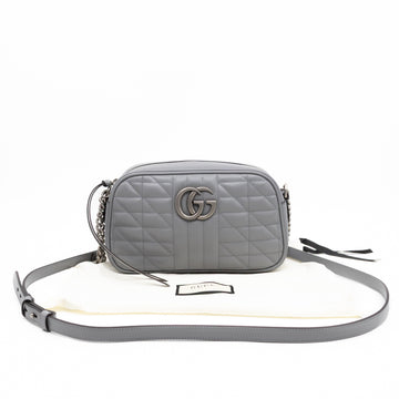 GG Marmont Small Deep Grey Matelasse Aria Leather