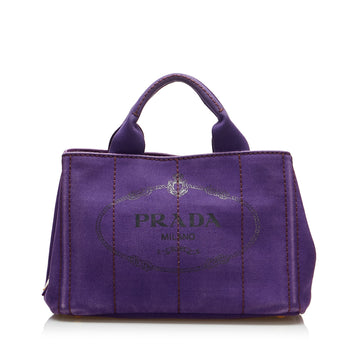 Prada Canapa Logo Handbag Small Purple Leather/canvas