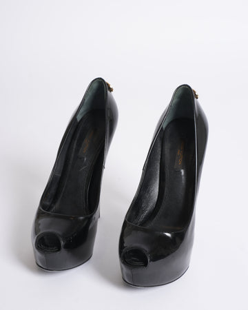 Louis Vuitton Oh Really Black  Leather Peep-Toe Heels