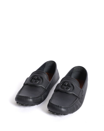 New Gucci  Leather GG Loafers in black