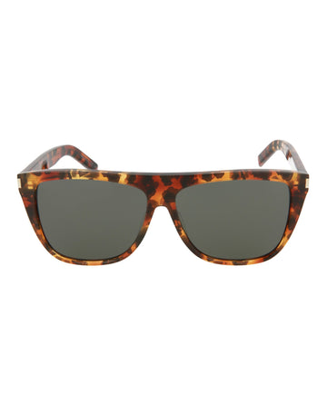 Saint Laurent Unisex Square/Rectangle Havana Havana Grey Fashion Designer Eyewear