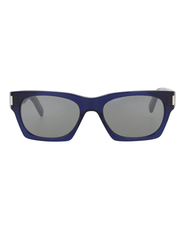 Saint Laurent Unisex Square/Rectangle Blue Blue Silver Fashion Designer Eyewear