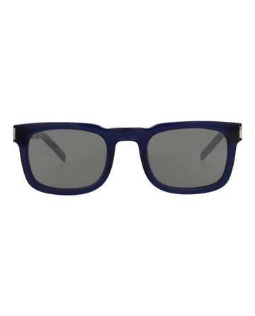 Saint Laurent Unisex Square/Rectangle Blue Silver Silver Fashion Designer Eyewear