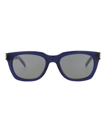 Saint Laurent Unisex Square/Rectangle Blue Silver Silver Fashion Designer Eyewear