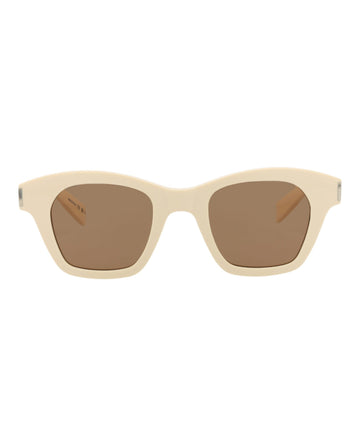 Saint Laurent Unisex Square/Rectangle Ivory Ivory Brown Fashion Designer Eyewear