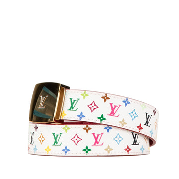 White Louis Vuitton Monogram Murakami LV Cut Reversible Belt