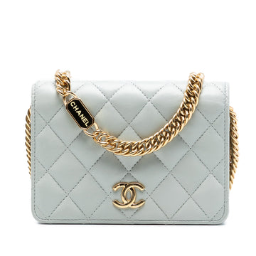 Logo Enamel Full Flap Bag Quilted Lambskin Mini