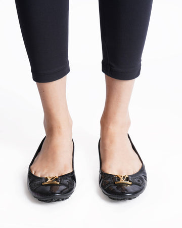 Louis Vuitton  Black  Leather Oxford Ballet Flats
