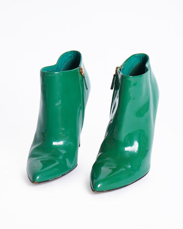 Gucci  Leather Ankle Boots In Green