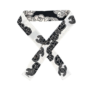 CC SILK CC CAMELLIA SLIM BANDEAU ECRU BLACK 120CM