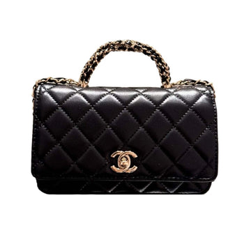CC CLASSIC MINI FLAP WITH CHAIN HANDLE BLACK 19CM