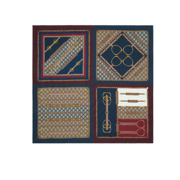 GG HERITAGE PRINT SILK SCARF BROWN AND RED 90CM 786222 3G001 6168