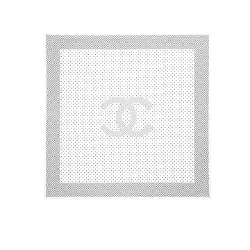 CC POLKA DOT PATTERN SILK SCARF IN WHITE 90CM