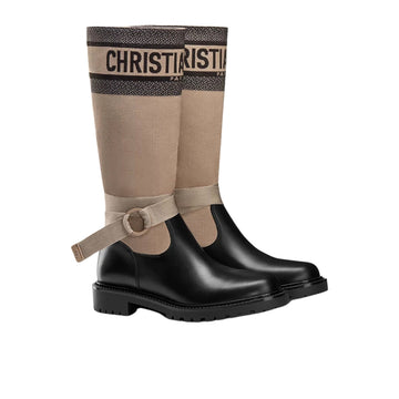 DD D MAJOR BOOT FABRIC AND CALFSKIN IN TAUPE AND BLACK KCI611SCN S46X