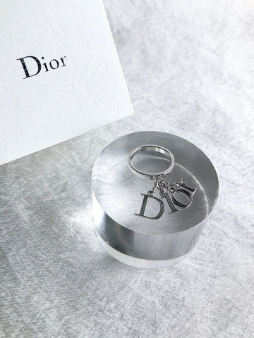 Christian Dior Logo Charm Ring Silver Vintage enmvv4