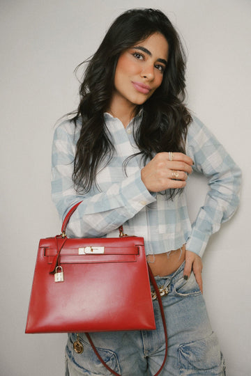 Kelly 28 Sellier Rouge Vif Box leather  V Stamp