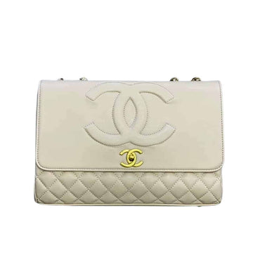 CC COCO MARK FLAP BAG WHITE 22CM