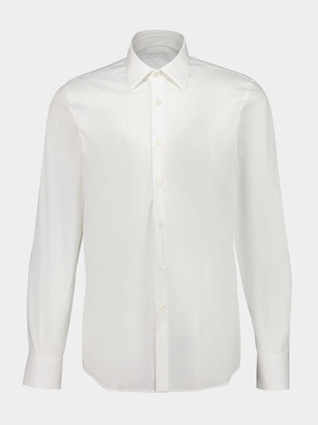 White Stretch Cotton Slim Shirt